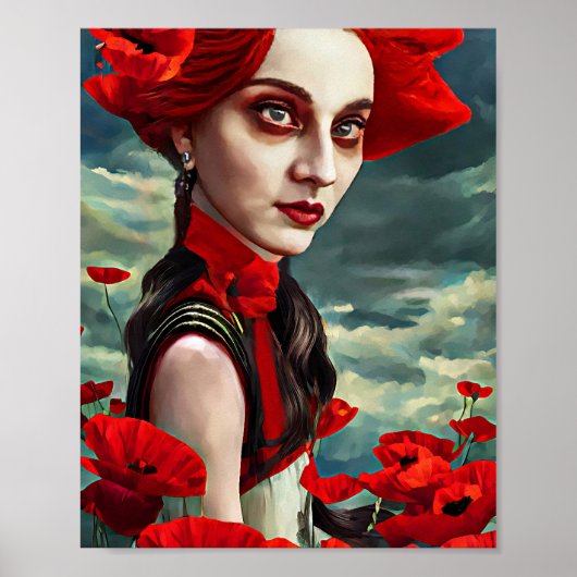 Lady of the Poppy Blume Fantasy Original Art Poster (Vorne)