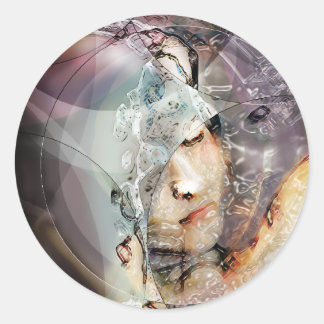 "Lady of Thought"-Aufkleber Runder Aufkleber