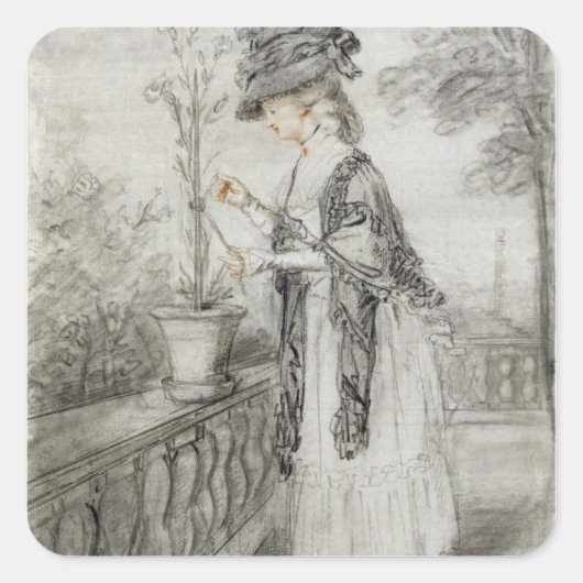 Lady on a Terrace Auf der Pflanze einer Nation (sc Quadratischer Aufkleber (Vorderseite)