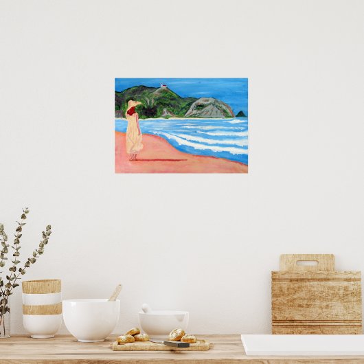 Lady on Beach Print Poster (Küche)