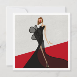 Lady on Red Tepet Fashion Illustration Einladung