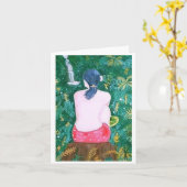 Lady on Rock Karte (Gelbe Blume)