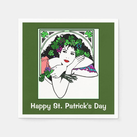 Lady On St Patricks Day Napkins Serviette (Vorderseite)