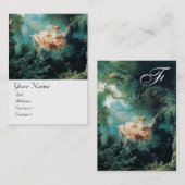 LADY ON SWING MONOGRAM Green Pink White Pearl Visitenkarte (Vorne/Hinten)