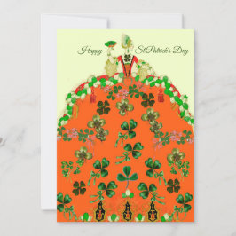 LADY ORANGE AND KLEEBLATTS St. Patricks Day Fashio Feiertagskarte