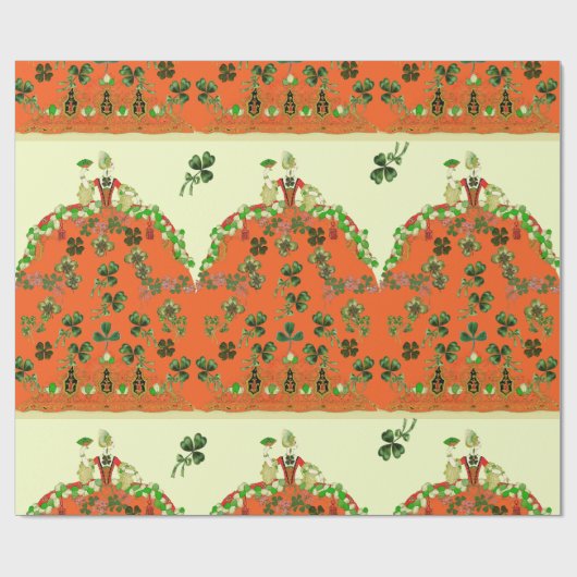 LADY ORANGE AND KLEEBLATTS St. Patricks Day Fashio Geschenkpapier (Flach)