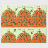 LADY ORANGE AND KLEEBLATTS St. Patricks Day Fashio Geschenkpapier (Flach)