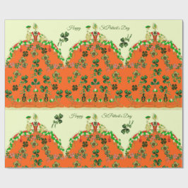 LADY ORANGE AND KLEEBLATTS St. Patricks Day Fashio Geschenkpapier
