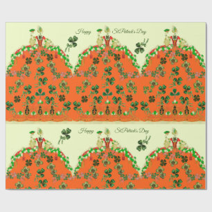 LADY ORANGE AND KLEEBLATTS St. Patricks Day Fashio Geschenkpapier