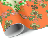 LADY ORANGE AND KLEEBLATTS St. Patricks Day Fashio Geschenkpapier (Rolleneckpunkt)