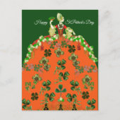 LADY ORANGE AND KLEEBLATTS St. Patricks Day Fashio Postkarte (Vorderseite)
