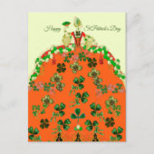 LADY ORANGE AND KLEEBLATTS St. Patricks Day Fashio Postkarte (Vorderseite)