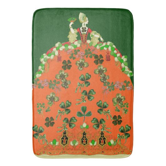 LADY ORANGE AND KLEEBLATTS St. Patricks Day Green Badematte (Vorderseite Vertikal)
