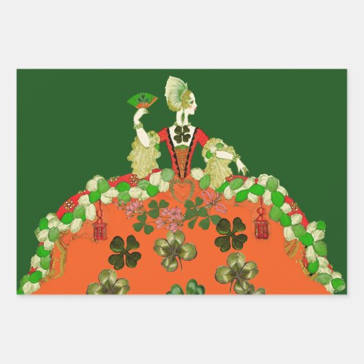 LADY ORANGE AND KLEEBLATTS St. Patricks Day Green Geschenkpapier Set (Vorderseite 3)