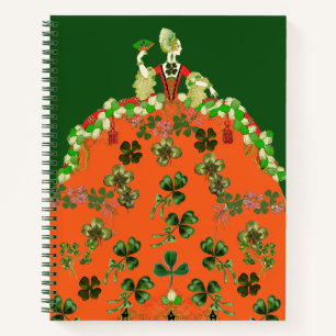 LADY ORANGE AND KLEEBLATTS St. Patricks Day Green Notizblock