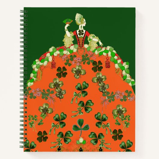 LADY ORANGE AND KLEEBLATTS St. Patricks Day Green Notizblock (Vorderseite)