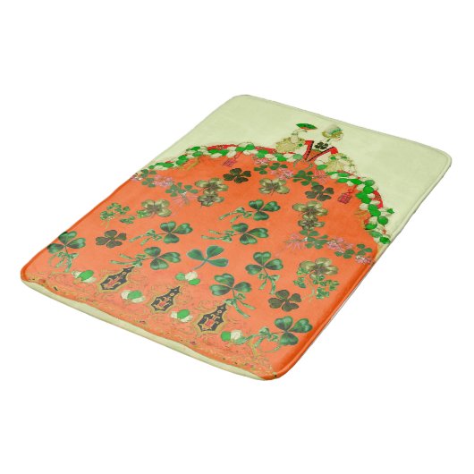 LADY ORANGE AND KLEEBLATTS St. Patricks Day Party Badematte (Schrägansicht)