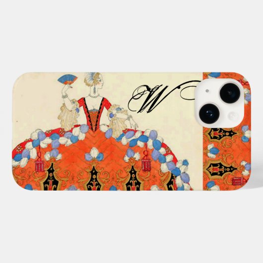 LADY ORANGE DEKO FASHION COSTUME DESIGNER MONOGRAM Case-Mate iPhone HÜLLE (Rückseite (Horizontal))