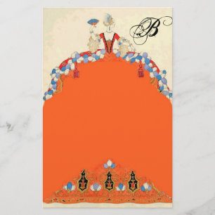 LADY ORANGE FASHION COSTUME DESIGNER MONOGRAM BRIEFPAPIER