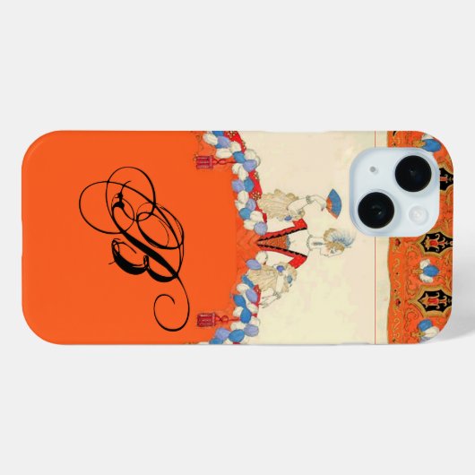 LADY ORANGE FASHION COSTUME DESIGNER MONOGRAM Case-Mate iPhone HÜLLE (Rückseite (Horizontal))