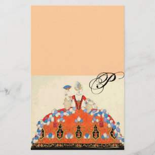 LADY ORANGE FASHION COSTUMEN DESIGN MONOGRAM Peach Briefpapier