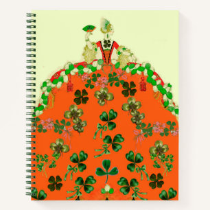 LADY ORANGE, KLEEBLATTS ART DECO St Patricks Day Notizblock
