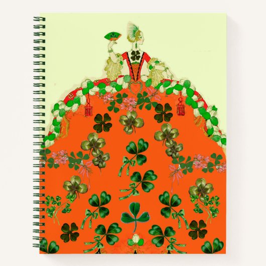 LADY ORANGE, KLEEBLATTS ART DECO St Patricks Day Notizblock (Vorderseite)