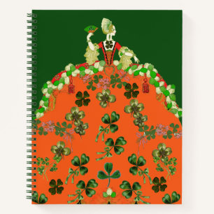 LADY ORANGE, KLEEBLATTS St. Patricks Day Green Notizblock