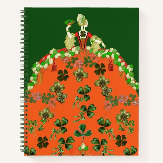 LADY ORANGE, KLEEBLATTS St. Patricks Day Green Notizblock (Vorderseite)