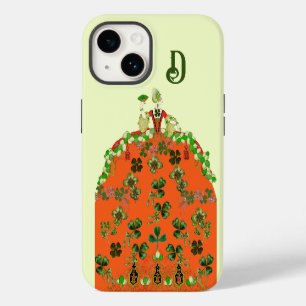 LADY ORANGE,SHAMROCKS St. Patricks Day Monogram Ca iPhone 14 Hülle