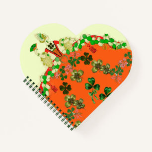 LADY ORANGE UND KLEEBLÄTTER St. Patricks Day Notizblock