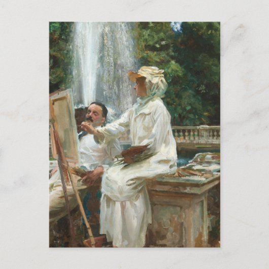 Lady Painting neben einem Wasserfall Postkarte (Vorderseite)