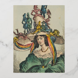 Lady - Party Hat Folien Feiertagspostkarte