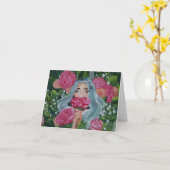 Lady Peeking Out From The Roses Karte (Gelbe Blume)