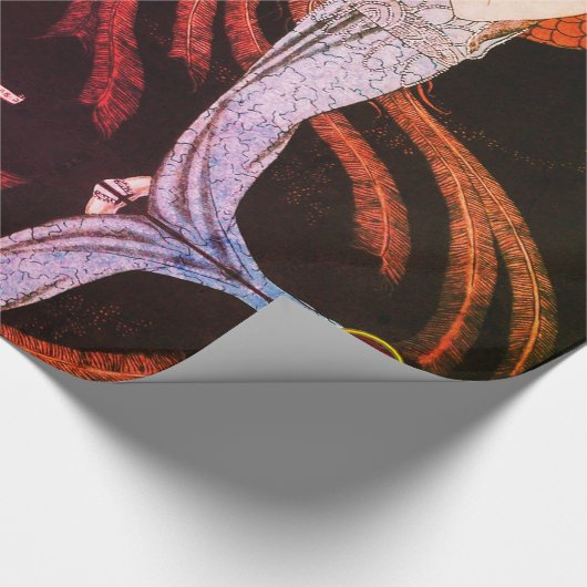 LADY PHOENIX ART DECO SCHÖNHEIT FASHION Orange Bla Geschenkpapier (Ecke)