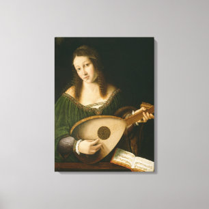 Lady Playing a Lute Leinwanddruck