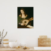 Lady Playing a Lute Poster (Küche)