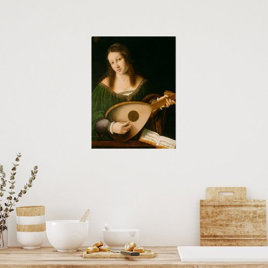 Lady Playing a Lute Poster (Küche)