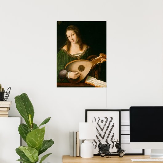 Lady Playing a Lute Poster (Heimbüro)