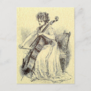 Lady Playing Cello Postkarte