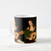 Lady Playing Lute Frische Kunst Malerei Kaffeetasse (Vorderseite Links)
