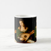 Lady Playing Lute Frische Kunst Malerei Kaffeetasse (Mittel)