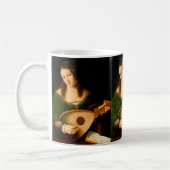 Lady Playing Lute Frische Kunst Malerei Kaffeetasse (Links)