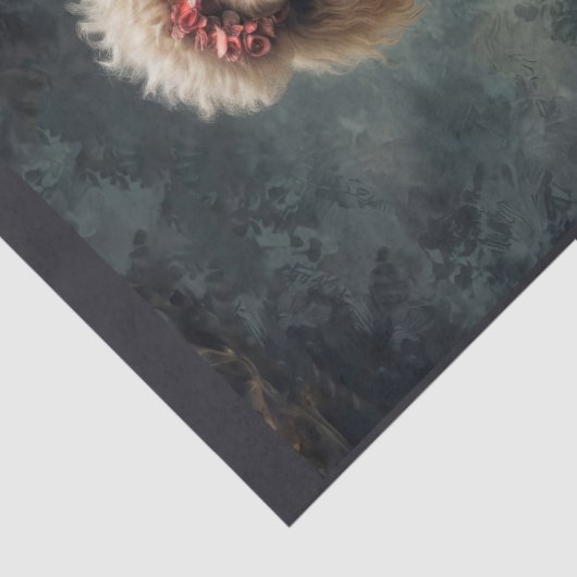 Lady Poodle in elegantem edlem Kleid Seidenpapier (Detail)