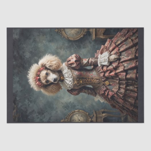 Lady Poodle in elegantem edlem Kleid Seidenpapier (Vorderseite)