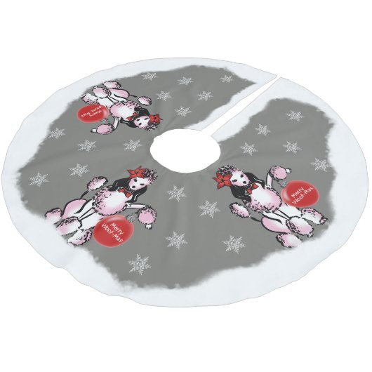 Lady Poodle Polyester Weihnachtsbaumdecke (Schrägansicht)