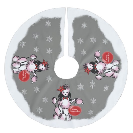 Lady Poodle Polyester Weihnachtsbaumdecke (Vorderseite)