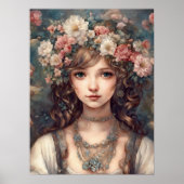 Lady Portrait Blume Art Poster (Vorne)