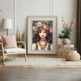Lady Portrait Blume Art Poster