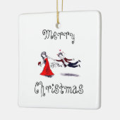 Lady Pulling Husband Funny Wedding Keramikornament (Links)